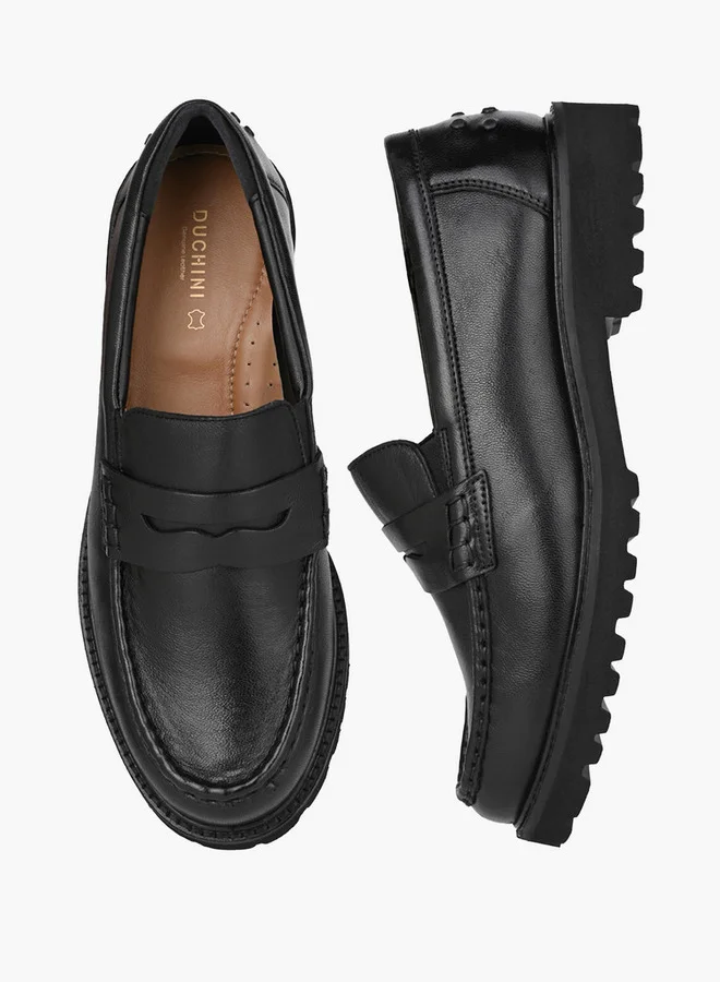 DUCHINI Women Leather Slip-On Loafers